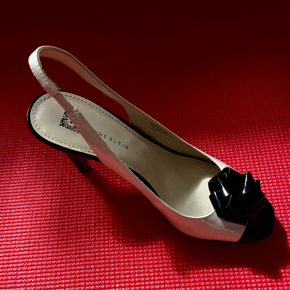 Ivory and Black Slngback Heels